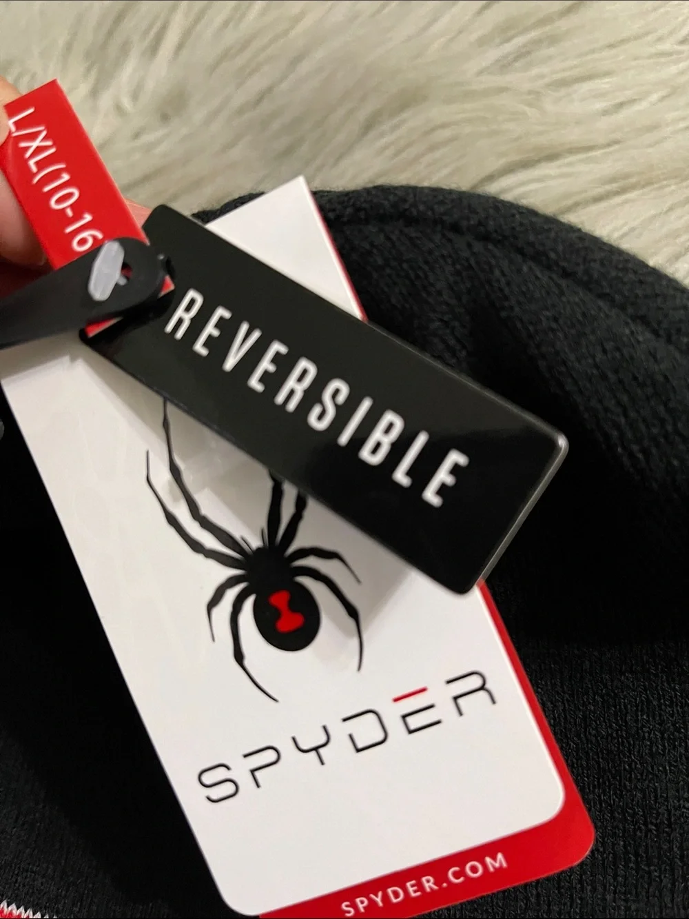 Spyder Kids Black and Red Reversible Knit Beanie